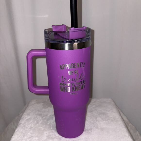 Apparently We're Trouble When We’re Together Who Knew? Piper Lou Tumbler Handle - Picture 1 of 7